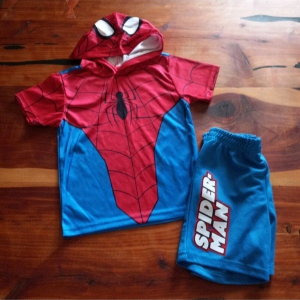 Marvel Spider-Man Performance Hooded Graphic Tee & Mesh Short Set Boys 5